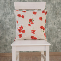 Kissenhülle Mohn mit Schrift