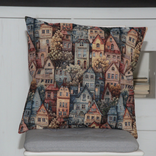 Neckels Living Kissenhülle Gobelin Häuser Grau Blau KH/GobeHäusGrauBlau-338