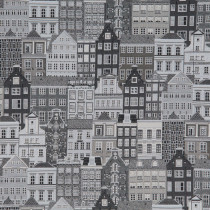 Gobelin Häuser Schwarz - Weiß