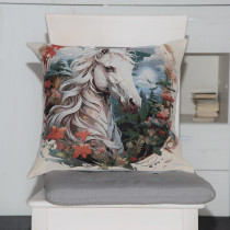 Kissenhülle Gobelin Pferd Weiß