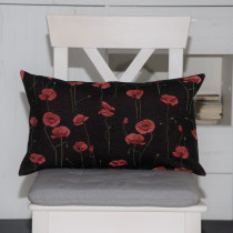 Kissenhülle Gobelin Mohn Schwarz